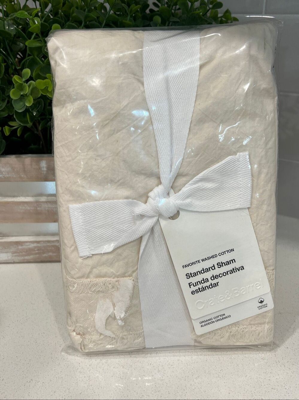 Crate & Barrel Favorite Washed Organic Cotton Undyed Standard Sham 1 Piece NWT